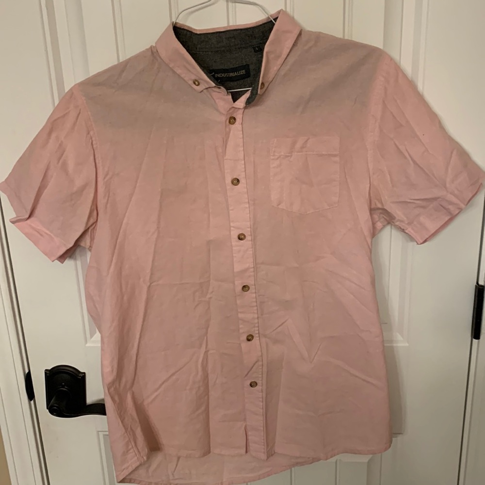 Pink Casual Button Down Shirt Sleeve